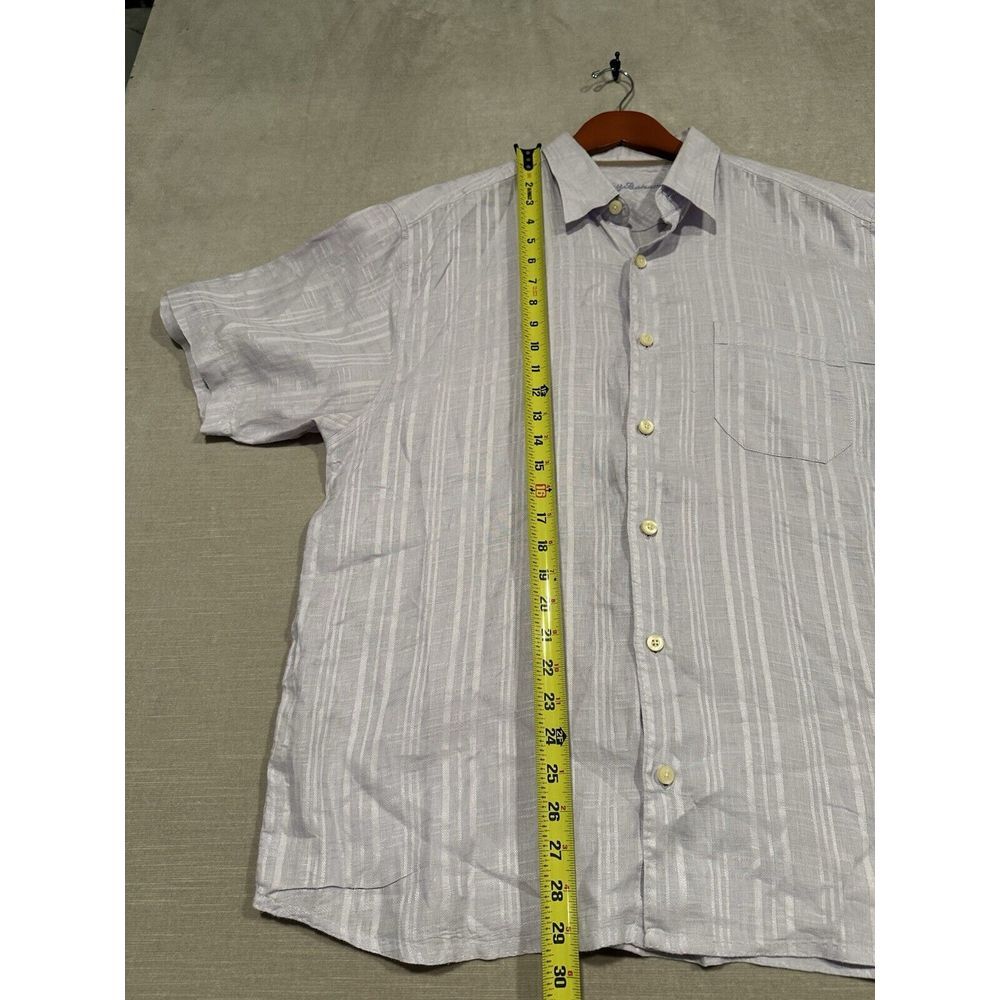 Tommy Bahama Shirt Mens Large Purple Linen Short Sleeve‎ Button Up Resort Camp - Picture 6 of 6
